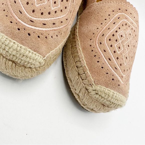 UGG Heidi Perforated Slip-On Espadrille Flat In Suntan Suede Pink Women’s Sz 9 - Picture 7 of 14